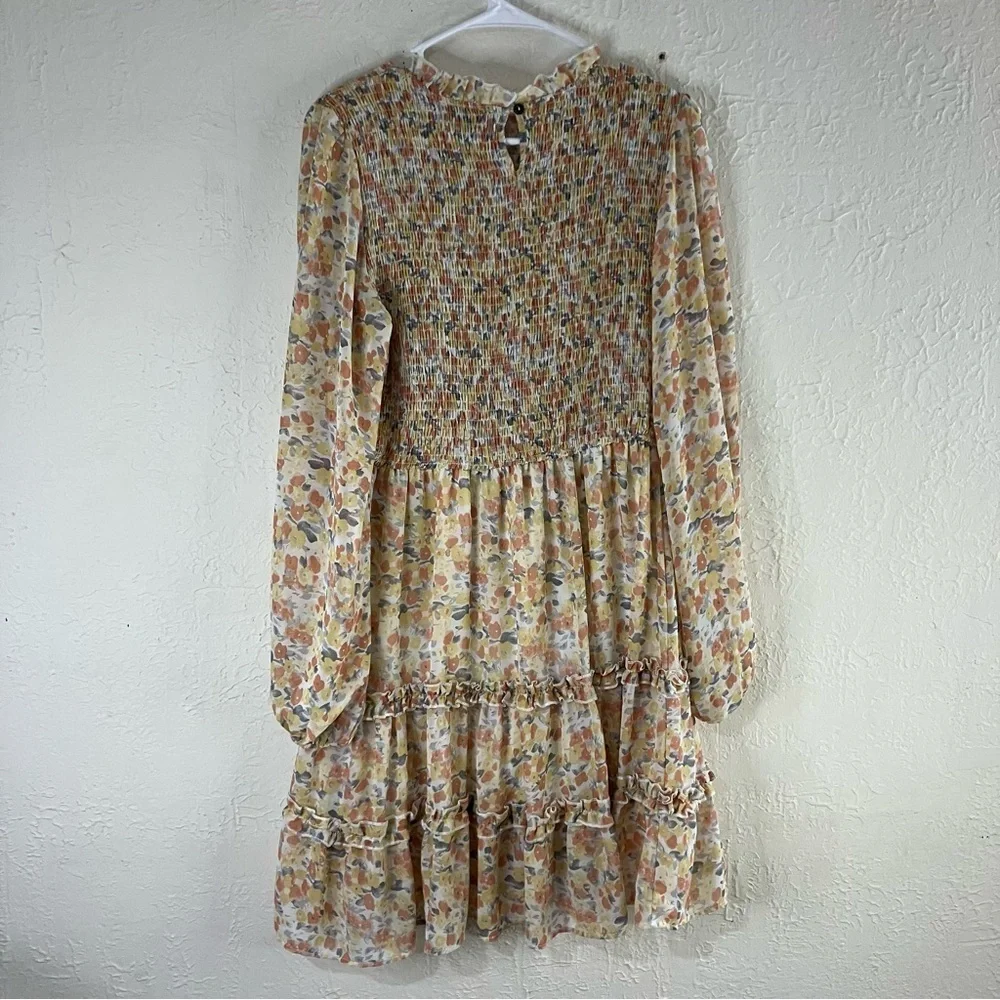 EUC, Petal & Pup Yellow Pleated Mini Dress Mock Neck,SZ 10 - Picture 9 of 14